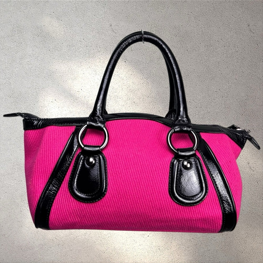 Y2K Burberry Blue Label Pink Black Top Handle Tote Bag Purse Satchel Baguette - Picture 5 of 8